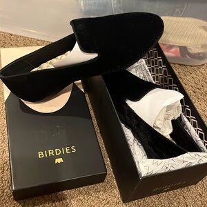 Birdies black velvet loafer flats